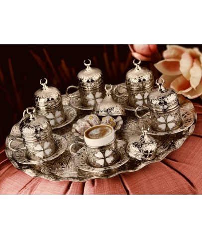Coffee Set 6 Persons Coffee Cups with Tray and Delight Bowl