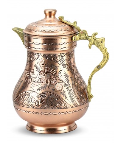 Solid Copper Handmade Engraved Jug Pitcher Carafe 2L Copper Vessel for Drinking Water