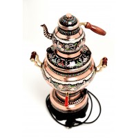 Copper Hand Painted Tea Kettle 4L Electric Samovar with Thermostat 