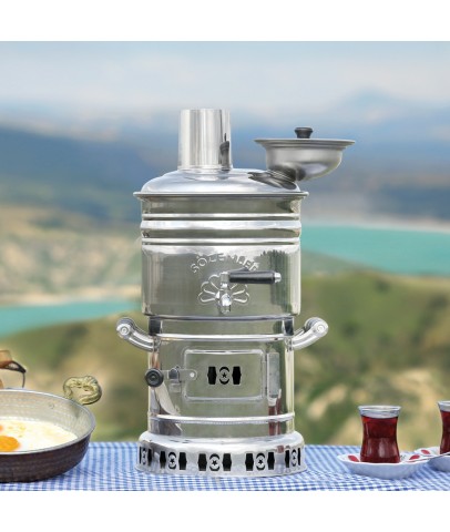 Steel Coal Samovar Camp Stove Tea Kettle Water Heater 4L Semaver 