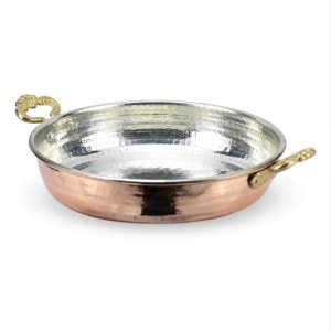 Copper Hammered Frying Pag Egg Pan Skillet with Lid