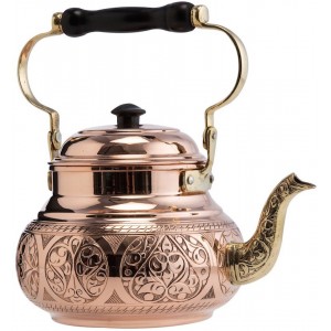 Copper Hammered Tea Pot Kettle Stovetop Teapot 1.5L