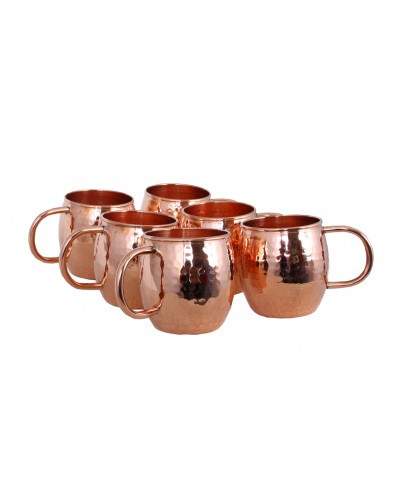 Moscow Mule Copper Mugs Set of 6 - Solid Copper Handcrafted Copper Mugs