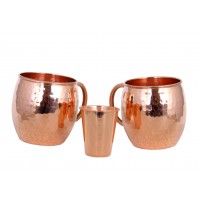 Moscow Mule Solid Smooth Copper Mug 45cL & Shot Glass 10cL