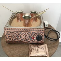 Turkish Copper Sand Coffee Machine with 3 Coffee Pots and 250gr Turkish Coffee