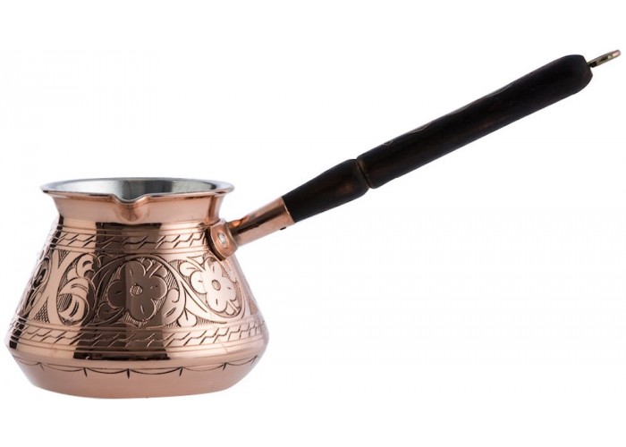 Turkish Solid Hammered Copper Greek Arabic Coffee Pot Stovetop Coffee Maker Cezve Ibrik Briki with Wooden Handle 5 Size 