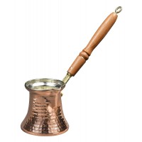 Solid Copper Hammered Copper Turkish Greek Arabic Coffee Pot Stovetop Coffee Maker Cezve Ibrik Briki with Wooden Handle