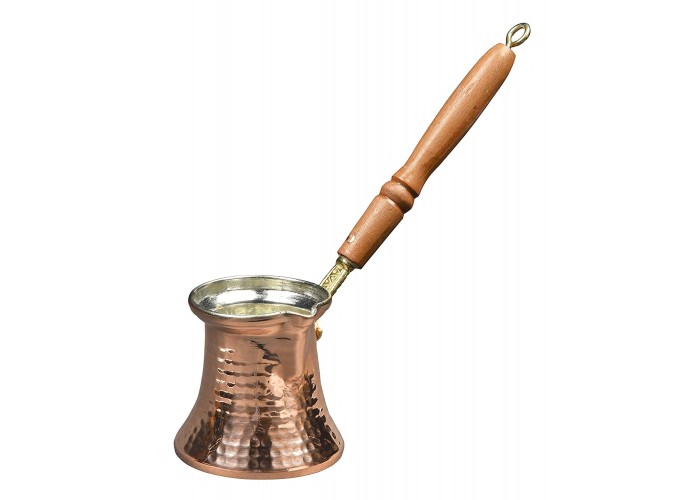 13 fl oz ACC Series - Thickest Solid Hammered Copper Turkish Greek Arabic Coffee Pot/Coffee Maker Cezve Ibrik Briki with Wooden Handle The Silk Road Trade Medium 