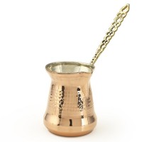 Solid Copper Hammered Copper Turkish Greek Arabic Coffee Pot Stovetop Coffee Maker Cezve Ibrik Briki with Brass Handle