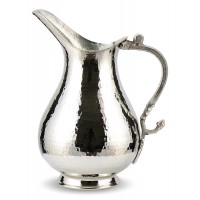 Solid Copper Handmade Hammered Jug Pitcher Carafe 2L Copper Vessel for Drinking Water Silver Color