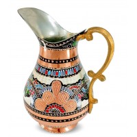 Solid Copper Handmade Handpainted Jug Pitcher Carafe 2L Copper Vessel for Drinking Water